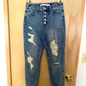 Slim distress rip jeans